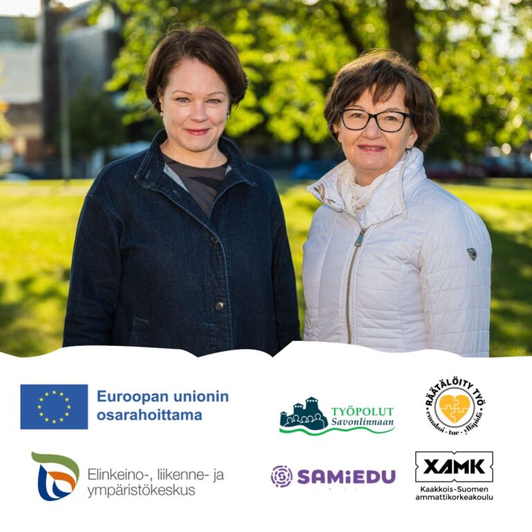 Työllistymishankkeissa työskentelevät Jarna Savolainen ja Päivi Kuusinen.